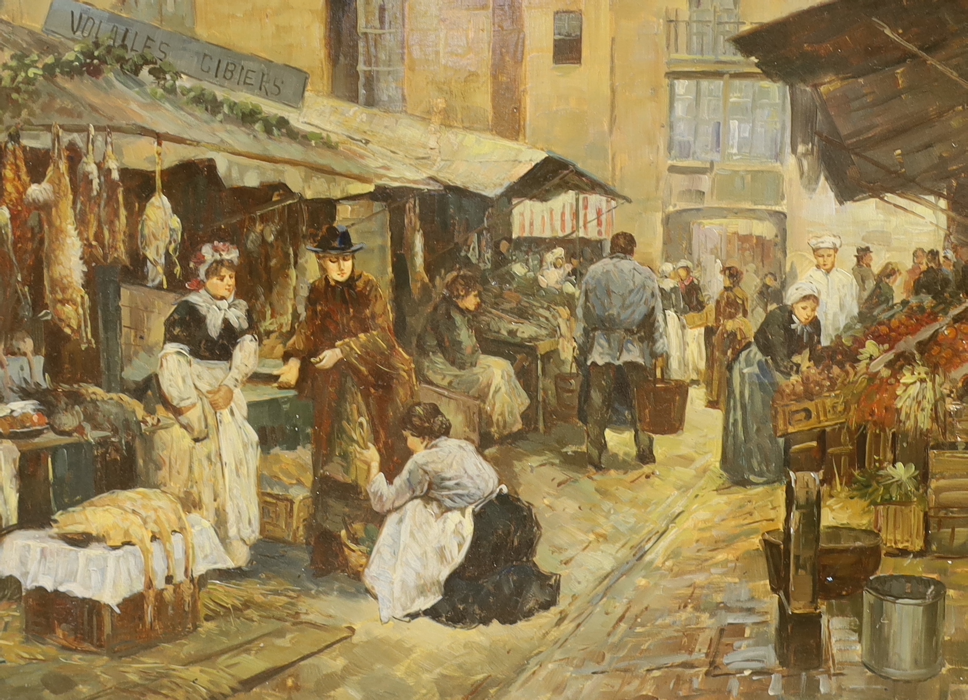 French School, oil on board, Market scene, 29 x 39cm